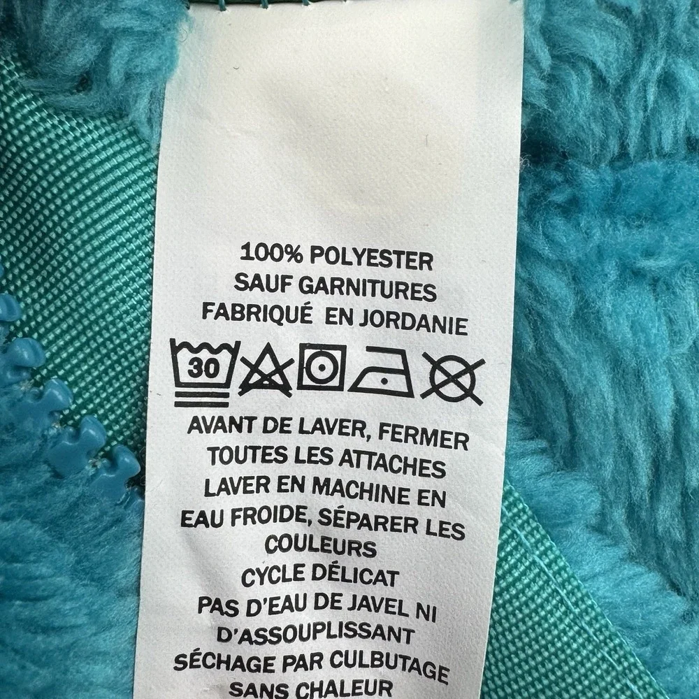 LL BEAN Kids L 14-16 Hi-Pile Fleece‎ Blue Full Zip Hooded Fleece Jacket Large